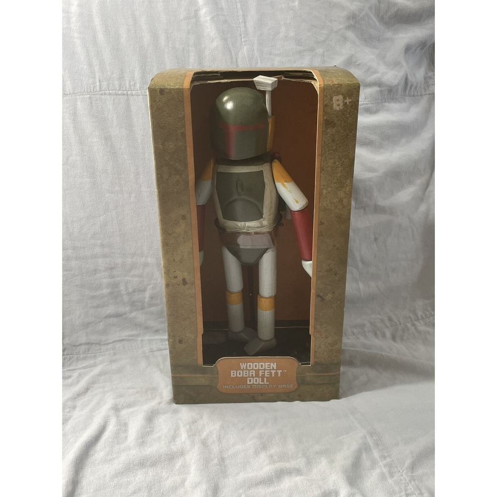 NEW Walt Disney Parks Star Wars Galaxy's Edge Wooden Boba Fett Doll Toy Figurine